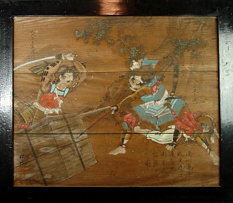 Великолепная картина Ема, изображающая Самурая. Эдо, 19 век.