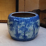Японская ваза хибачи "Бамбук", керамика, антик