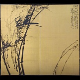 Ширма: бамбук на золотом фоне. Период Мэйдзи-Тайсо