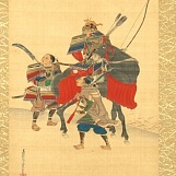Тоса Мицуаки и Кумасиро Сигэсато. Воин Минамото Ёсииэ Хатимантаро. Период Эдо