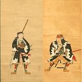 Оиси Кураносукэ Ёсио, глава сорока семи преданных вассалов, и его сын. Парные свитки. XIX в.