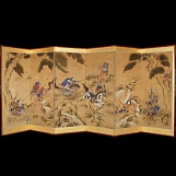 Ширма с изображением битвы самураев. XVII в.